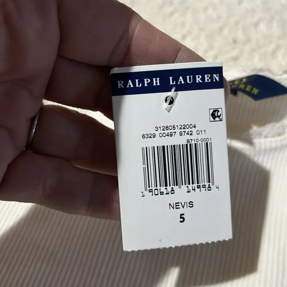 Polo Ralph Lauren 5 cream 💯 cotton tank with lace detail at arms and neck NWT